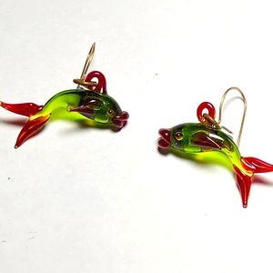Delicate Koi Fish Handblown Glass Earrings
